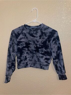 Athleta Girl Blue Tie-Dye Cropped Sweatshirt